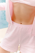 Set Ribbon Pink – Cardigan Pointelle, Crop Top & Pantaloni Scurți